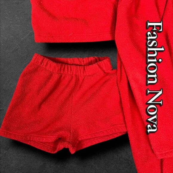 FashionNova Destiny Cozy Soft PJ Robe Set – Red – Size Small – Pre-Owned Good Co - Picture 4 of 6